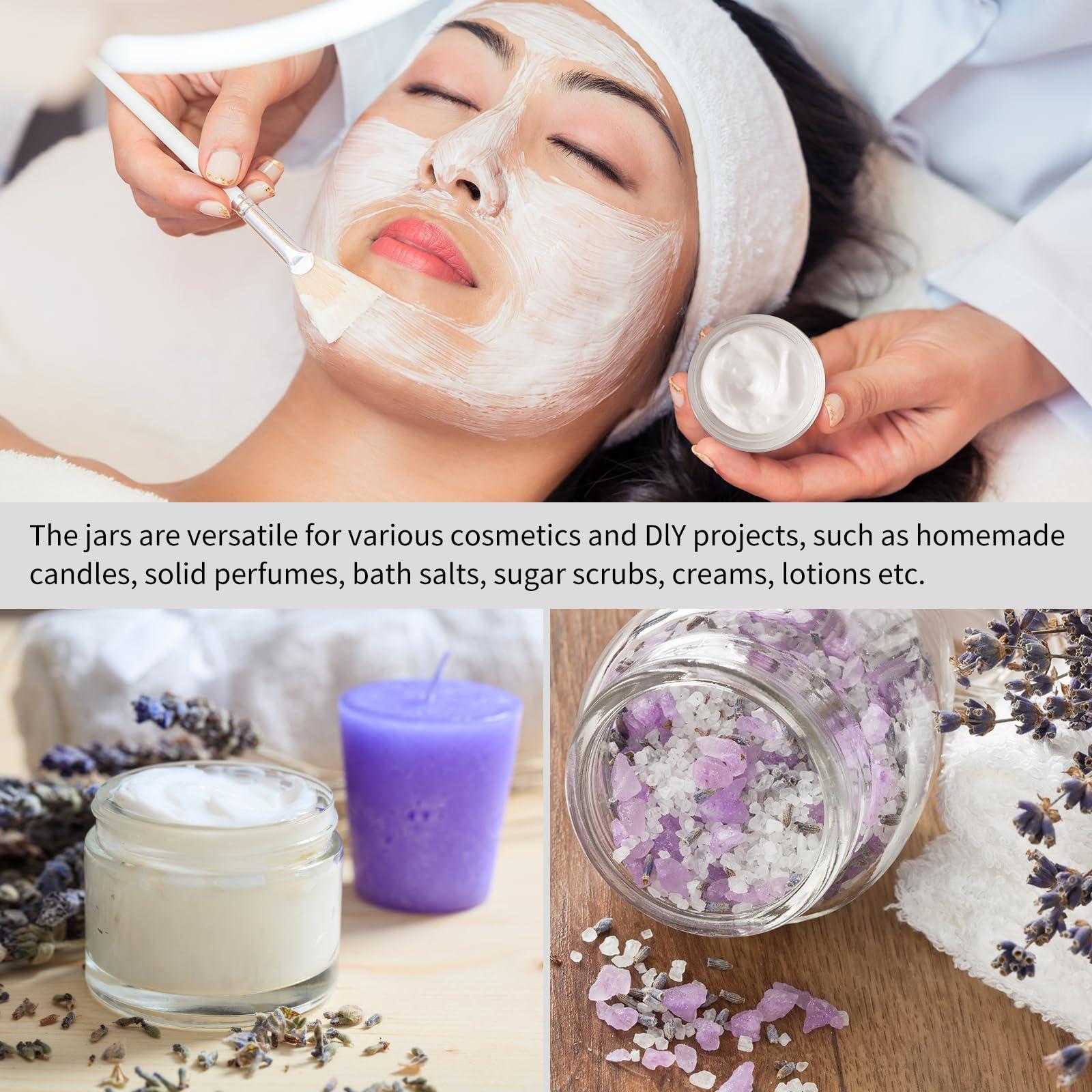 KEYWING KEYWING 4oz Small Glass Jars, 24 Pack Round Clear Glass Jars with Black Lid Empty Cosmetic Containers with Inner Liners for Lotions, Powders, Cream and Ointments