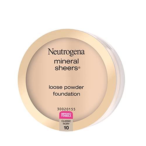 Neutrogena Neutrogena Mineral Sheers Lightweight Loose Powder Makeup Foundation with Vitamins A, C, & E, Sheer to Medium Buildable Coverage, Skin Tone Enhancer, Face Redness Reducer, Classic Ivory 10,.19 oz