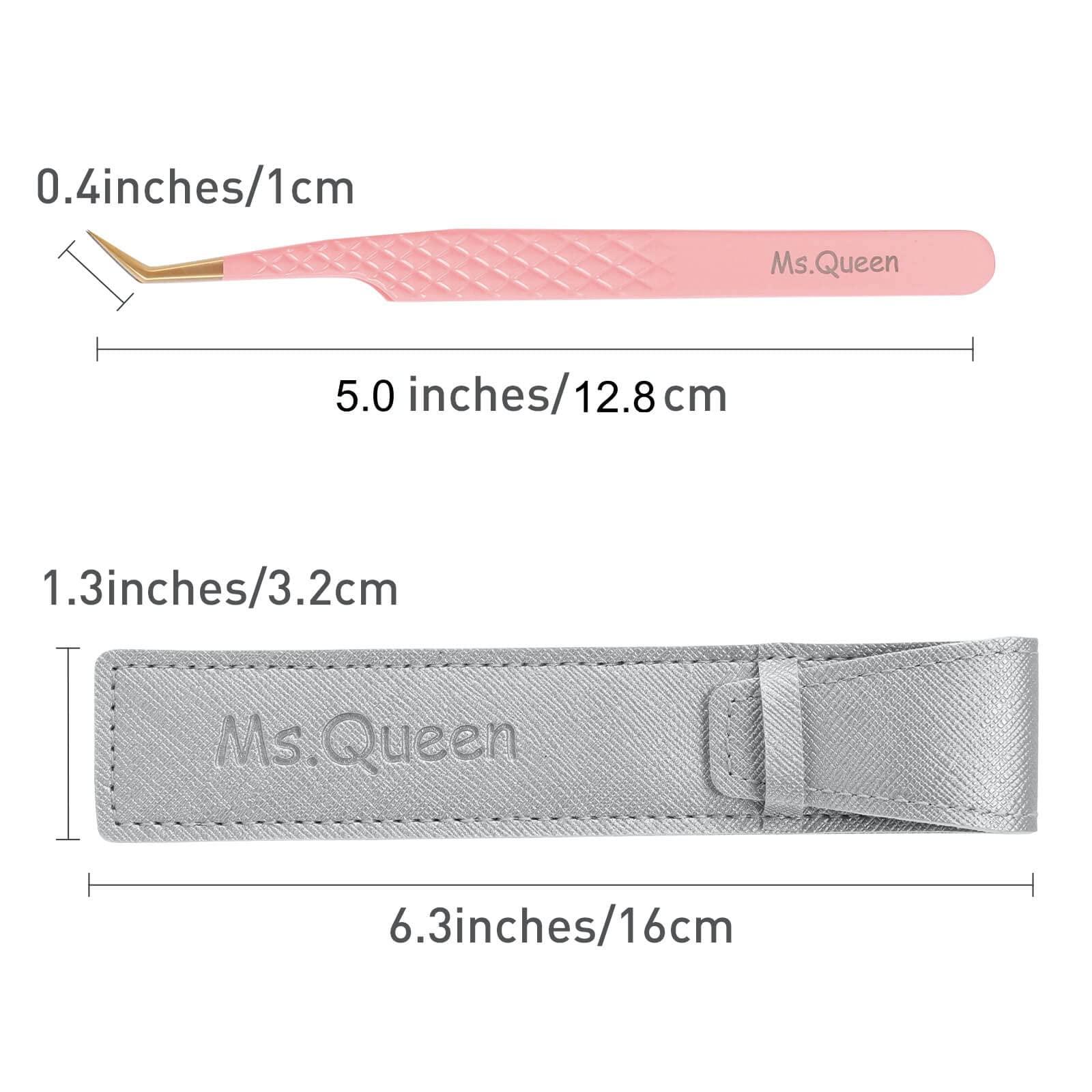 Ms.Queen Ms.Queen 45 Degree Tweezers for Lash Extensions,Precision Fiber Tip Eyelash Tweezers for Volume Eyelash Extensions