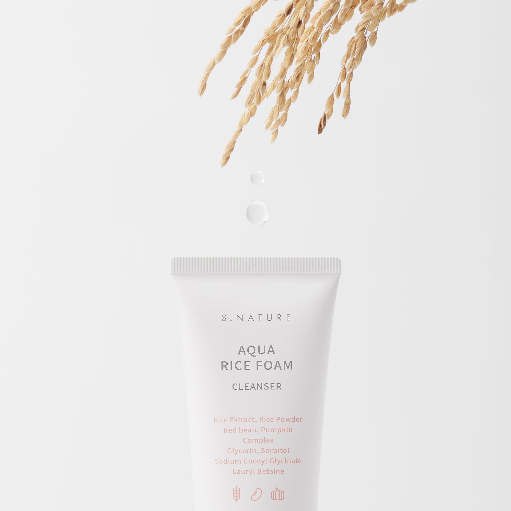 S.NATURE S.NATURE AQUA RICE FOAM CLEANSER 160ml | Facial Cleanser, Rice Extract Rice Powder Cleanser with Mild Cleansing, Glycerin, Vegan, Face Wash, Korean Skincare 5.41Fl Oz