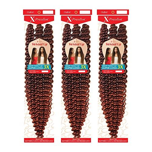 Outre Braids Outre Crohet Braid X-Pression Twisted Up 3X DEEP TWIST 26\" SUPER LONG (3-Pack, 2T1B/350)