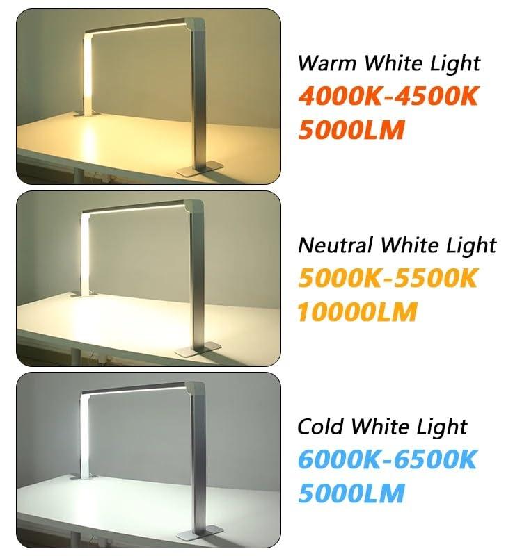 RYAZOZA RYAZOZA Square Nail Desk Lamp for Professionals, Nail Tech Lamp, Estheticians Light, Lash Tech Light, LED Light for Nails with Stepless Dimming and Color Temperature(Silver)