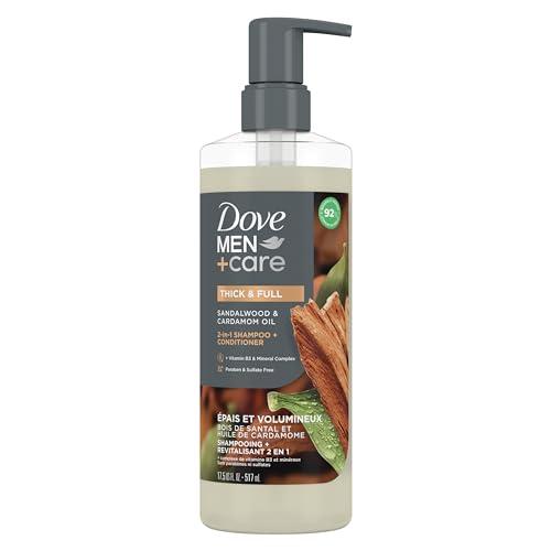 DOVE MEN + CARE Dove Men+Care 2-in-1 Shampoo + Conditioner Sandalwood & Cardamom Oil for Thick & Full Hair, + Vitamin B3 & Mineral Complex, 17.5 oz