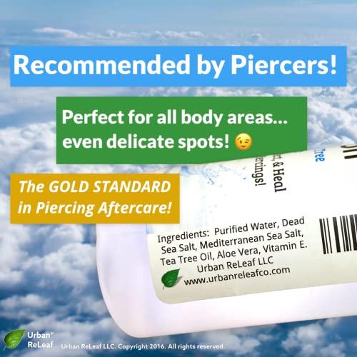 Urban ReLeaf Urban ReLeaf Piercing Solution ! Soothing Sea Salts & Tea Tree AFTERCARE 4 oz, Ready to use. Safely Clean and Calm New & Stretched Piercings. Gentle Effective Natural & Proven. Works Fast