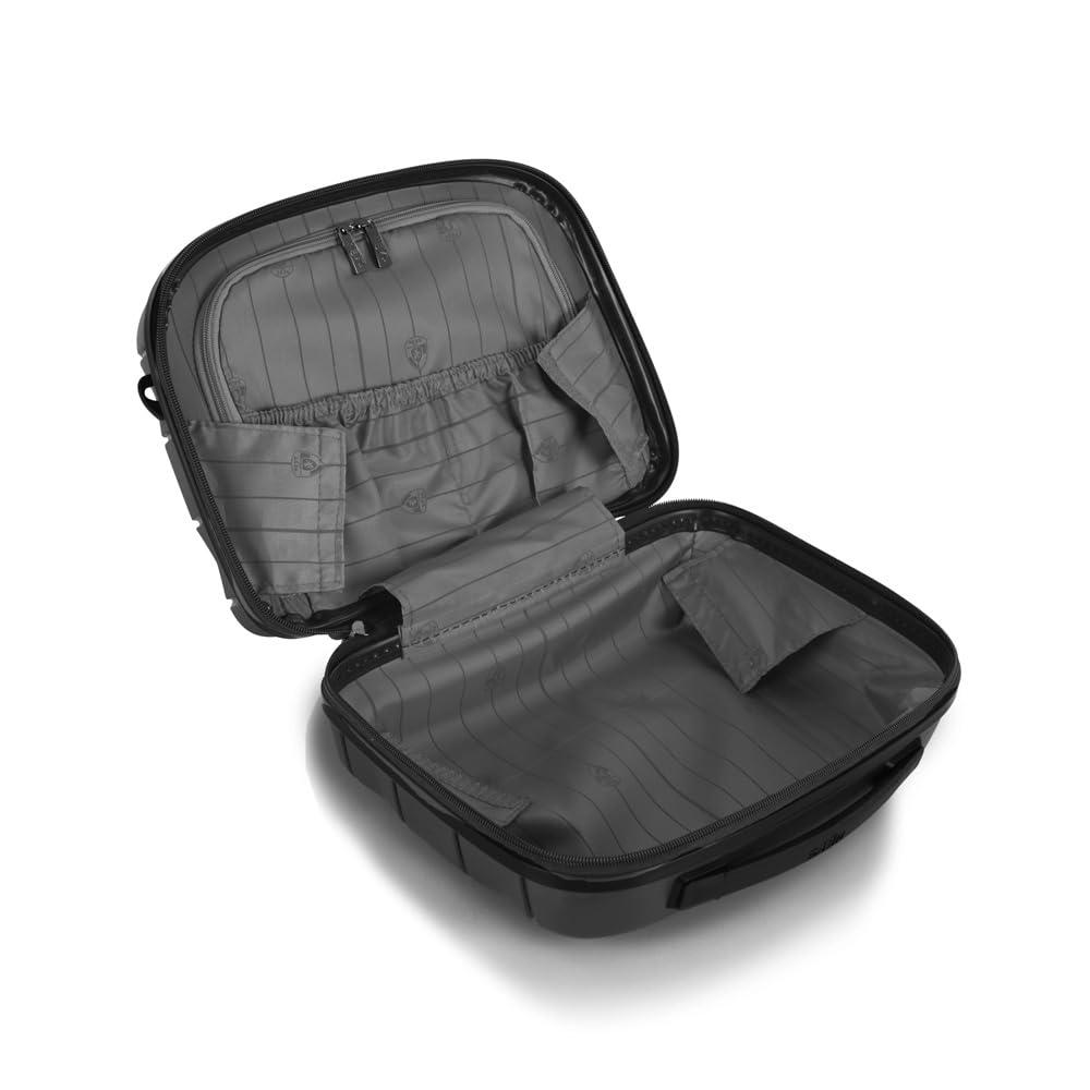 Heys Heys Milos Beauty Case Hardside Lightweight and Crafted with Durable Duraflex, Textured Shell and Metallic Colors, Trolly Sleeve, Adjustable Shoulder Strap, Organize Makeup or Toiletries, Black