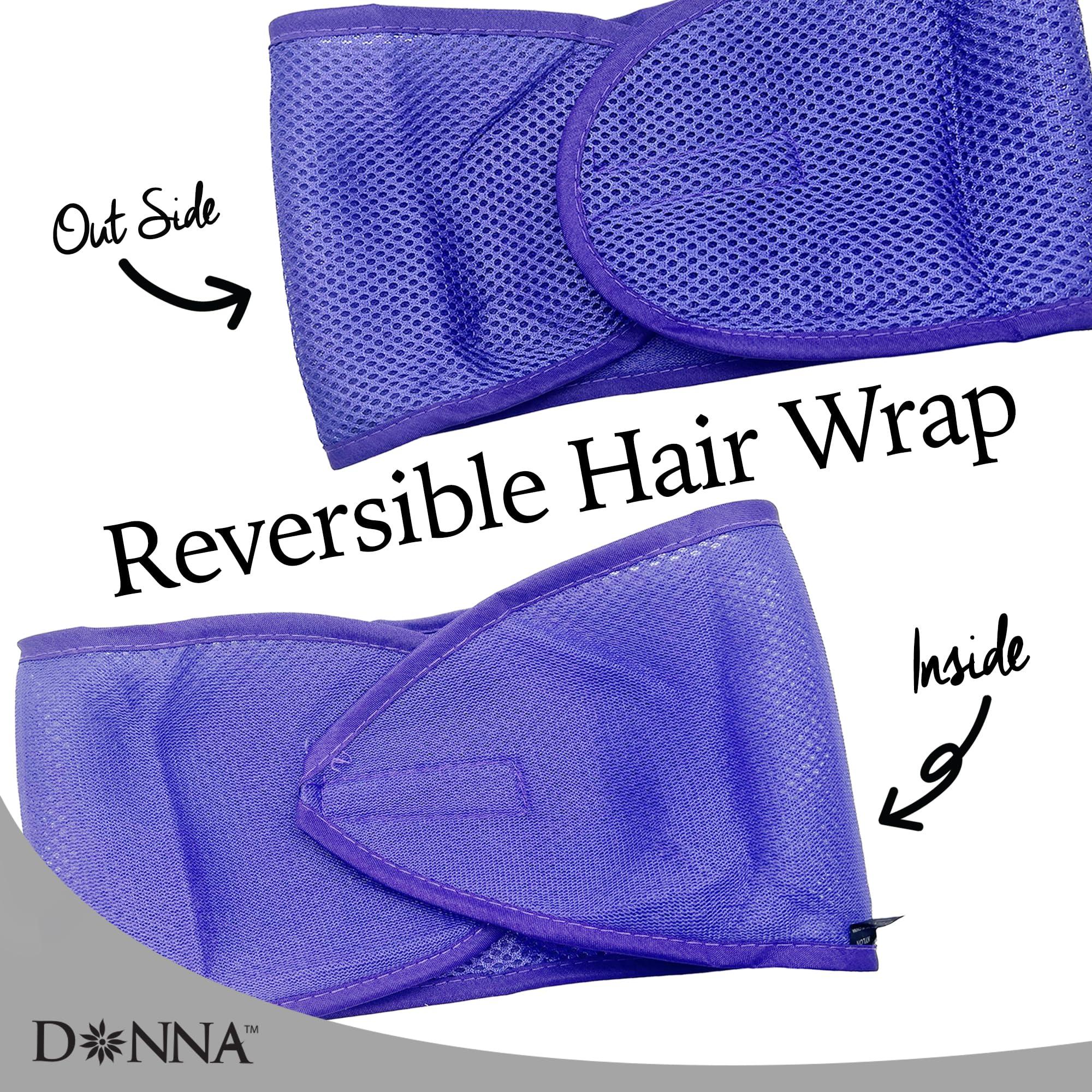 DONNA DONNA Deluxe Foam Velcro Headband, Silk Hair Wraps for Face Wash, Makeup and Hair Accessories BLACK