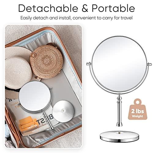 KEDSUM KEDSUM 1X/10X Magnifying Makeup Mirror, 8 Inch Large Table Mirror with Stand, Personal Makeup Mirror with Magnification, Double Sided Vanity Mirror with 360° Rotation, Detachable Base