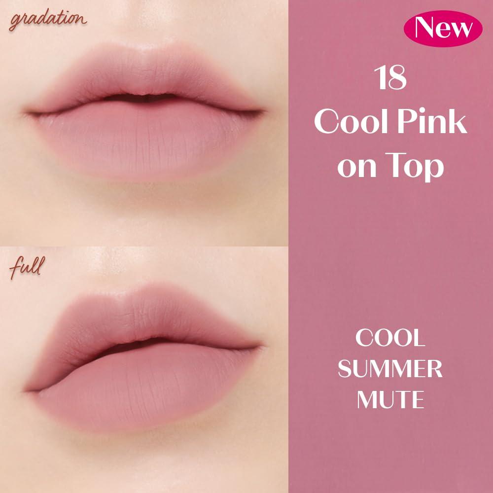 ETUDE ETUDE Fixing Tint #18 Cool Pink on Top | Long Lasting High Pigmented Liquid Lipstick | Waterproof Lightweight Matte Finish Lip Stain | Full Coverage | Korean Makeup, Kbeauty, Perfect for Gift