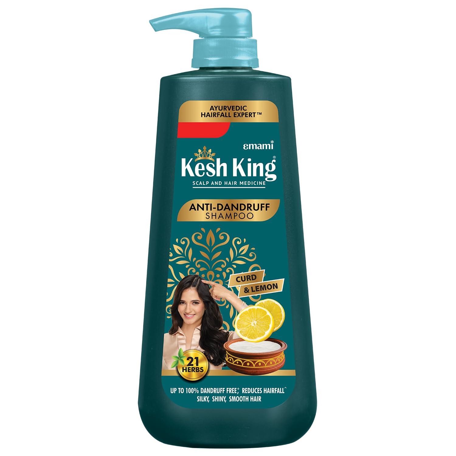 KESH KING KESH KING Anti Dandruff Shampoo | Ayurvedic Hair Cleanser with Curd & Lemon | Reduce Hairfall | Nourishes Itchy Scalp | Gives Smooth & Soft Hairs | 20.29 Fl Oz/600ml