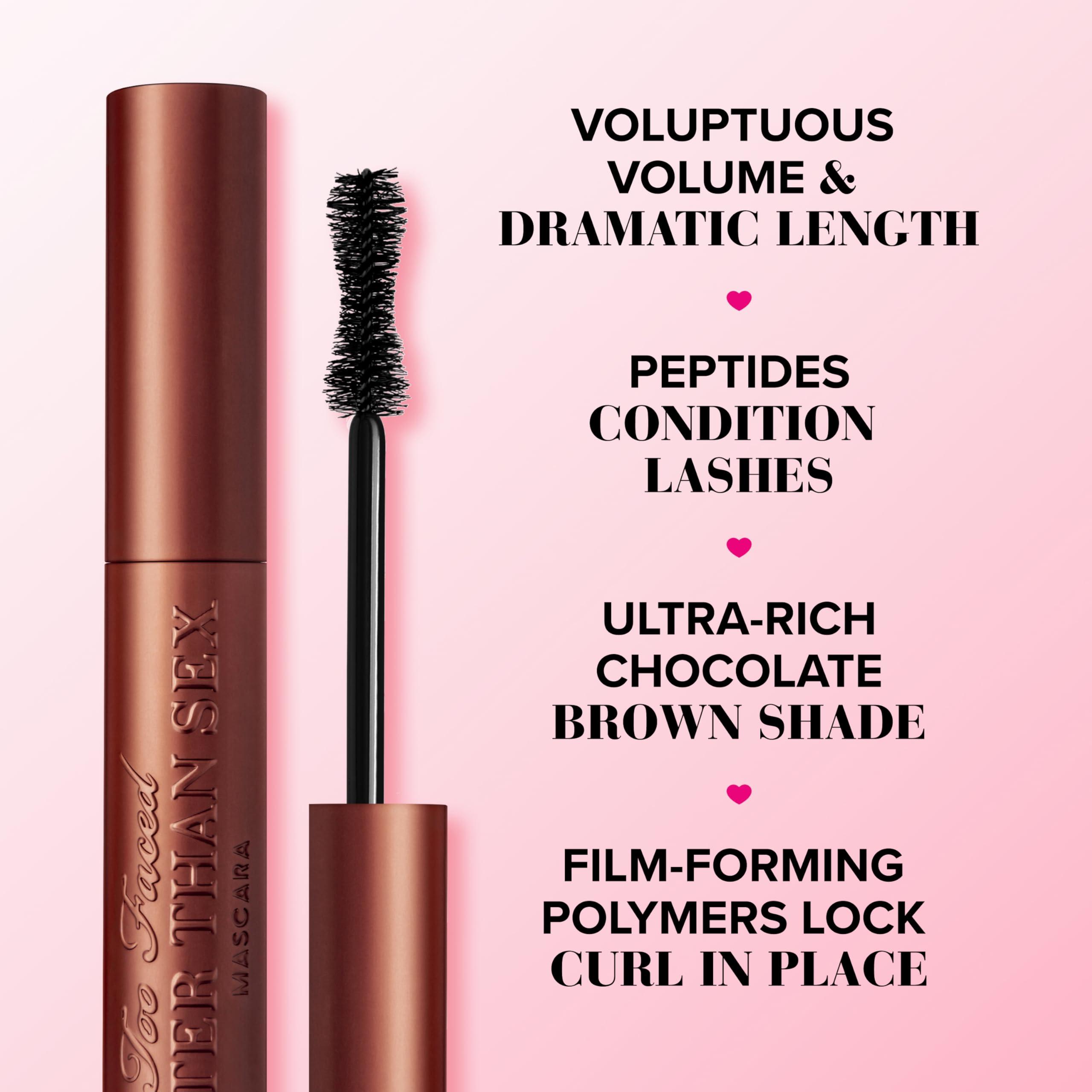 Too Faced Too Faced Better Than Sex Volumizing Mascara | Dramatic Volume, Length + Peptides Help Condition Lashes, 0.27 Fl Oz, Chocolate