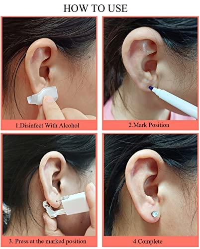 Orglace Orglace Ear Piercing Kit Disposable Self Ear Piercing Kit Safety 4 Pack Ear Piercing Gun Kit Tool with 5mm Earring Studs