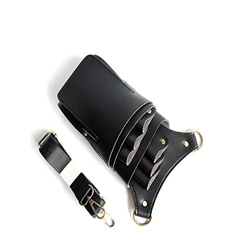 MBVHVVJC MBVHVVJC Hairdresser Scissor Bag Hairdressing Belt Bag Leather Salon Barber Hairdressing Scissor Holster for Shears, Combs, Clips(Black)
