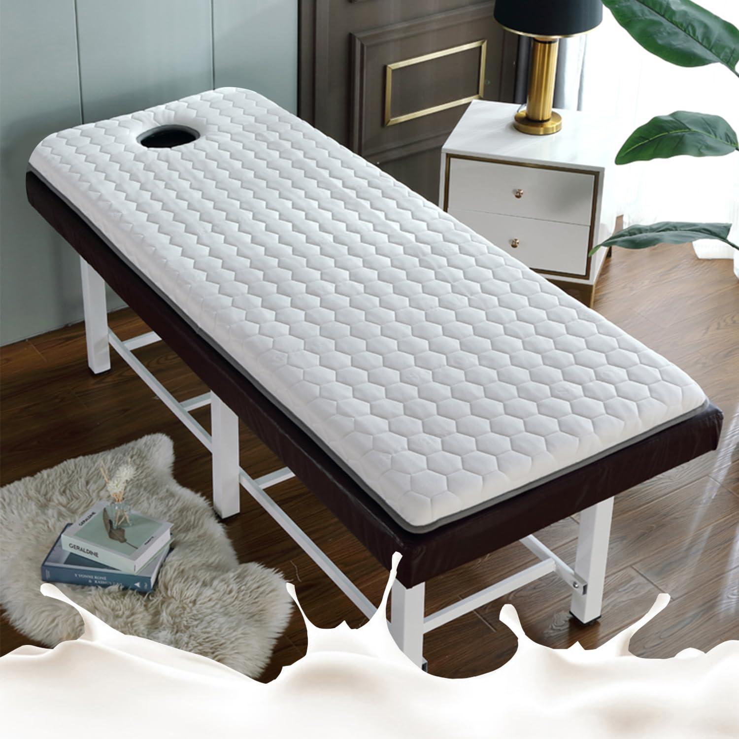NinthAvenue Basics Massage Table Memory Foam Topper with Breathe Hole,Square/Round/Trapezoidal Head Lash Bed Topper,Spa Bed Cushion Topper,3/4/5/6cm Thick Protective Pad for Beauty Salon,6cm/2.4",R 60x190cm