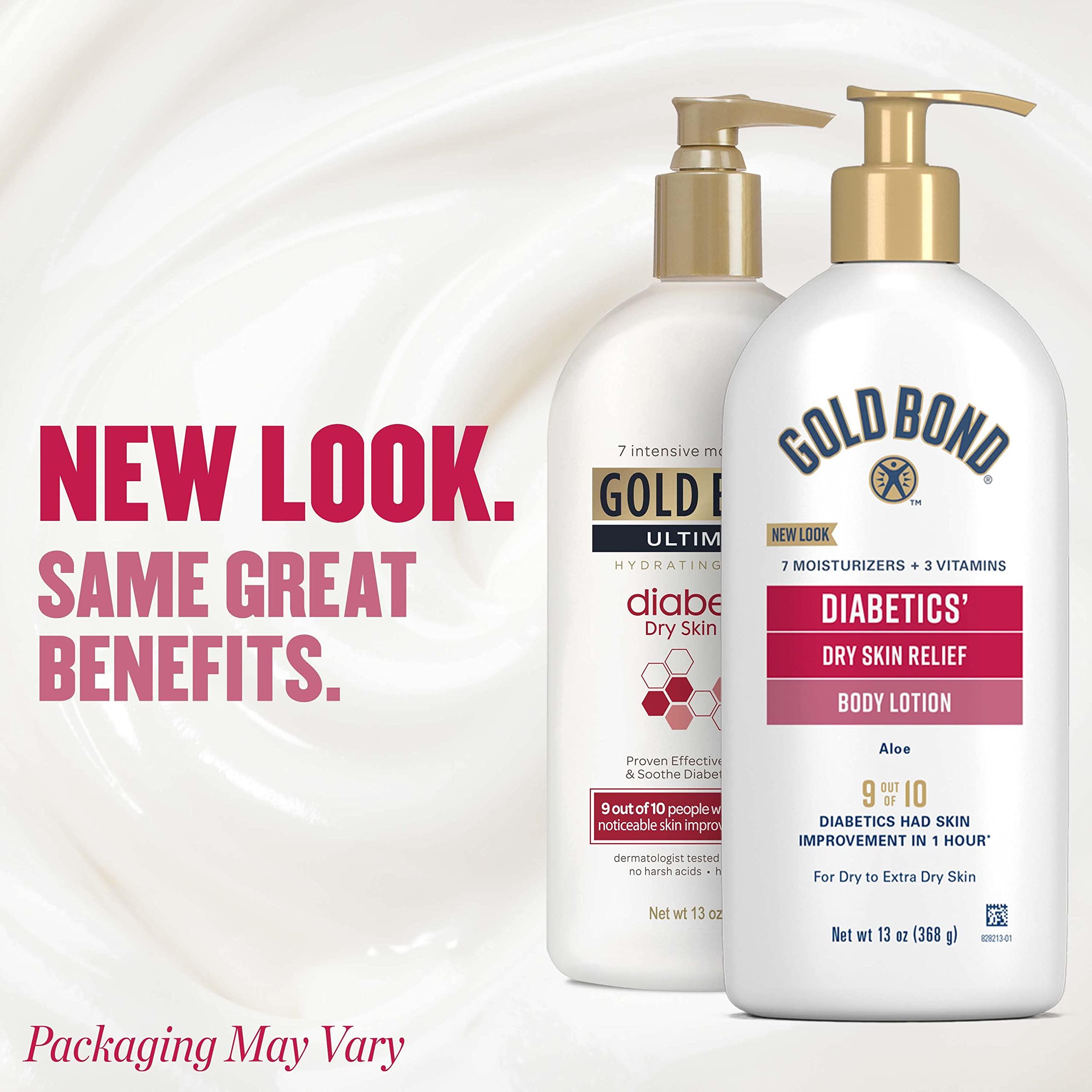 Gold Bond Gold Bond Age Renew Retinol Overnight Body & Face Lotion and Diabetics\' Dry Skin Relief Body Lotion Bundle, 13 oz. Each