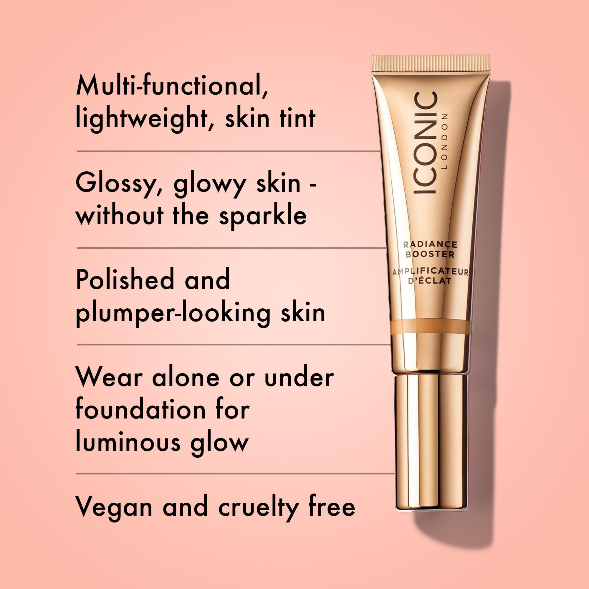 ICONIC LONDON ICONIC LONDON Radiance Booster | Liquid Radiance Lightweight Skin Tint for a Glowy Makeup Look, Cruelty Free, Vegan Makeup (Tan Glow) 30 mL/ 1.01 Fl Oz