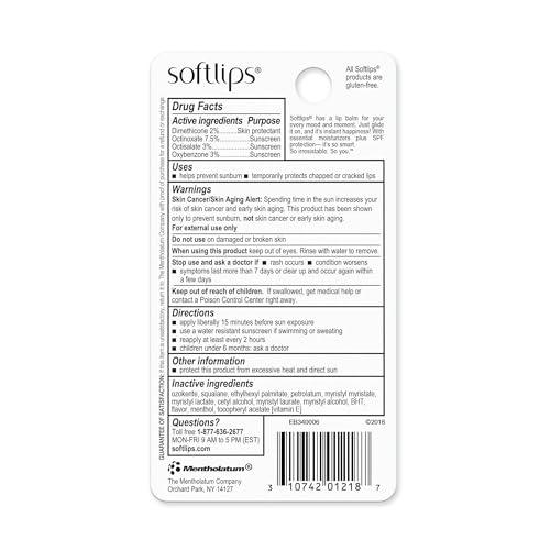 SoftLips Softlips Daily Lip Moisturizer For Very Dry Lips, Vanilla Flavored Lip Balm, SPF 20, Hydrates, Soothes & Prevents Dry, Chapped Lips, Smooth Glide Formula, Dermatologist Tested, Pack of 2 Chap Sticks