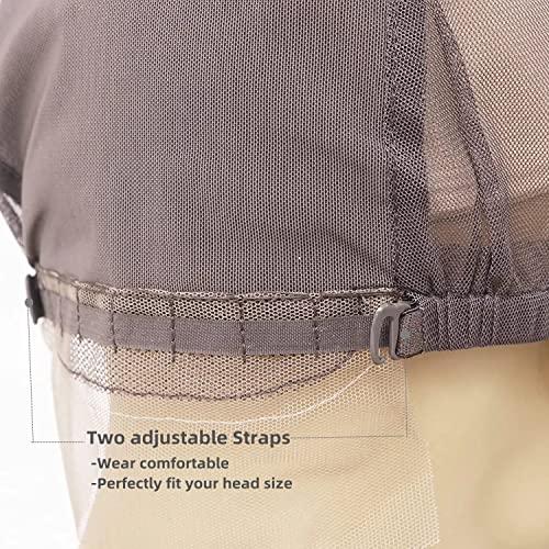 Lunarie 13x4 Lace Front Wig Cap for Making Wigs with Adjustable Straps Breathable Transparent Swiss Lace Medium Size Glueless Weaving Cap Wig Base for Ventilating or Knotting