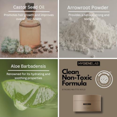 HygieneLab HygieneLab Men\'s Hair Gel - EWG Verified, Strong Hold, Matte Finish, Weightless Texture, Sandalwood Scent, Non-Toxic Clean Formula, Suitable for All Hair Types