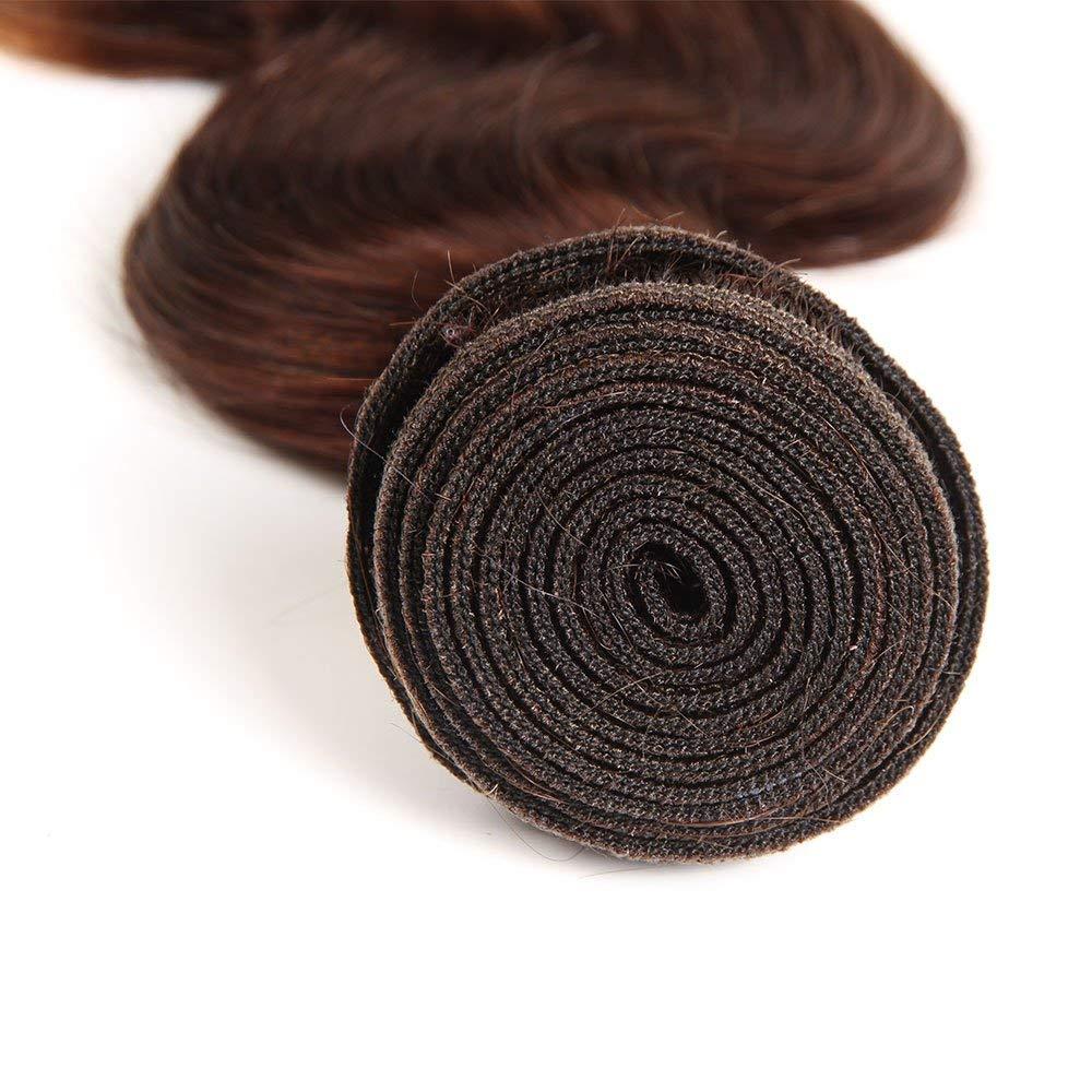 FASHION VILA 2 Tone Ombre Brazilian Human Hair Bundle Virgin Hair Body Wave One Bundles Human Hair Weave Body Wave Human Hair Extensions T4/30 Medium Brown/Medium Auburn(30 Inch)