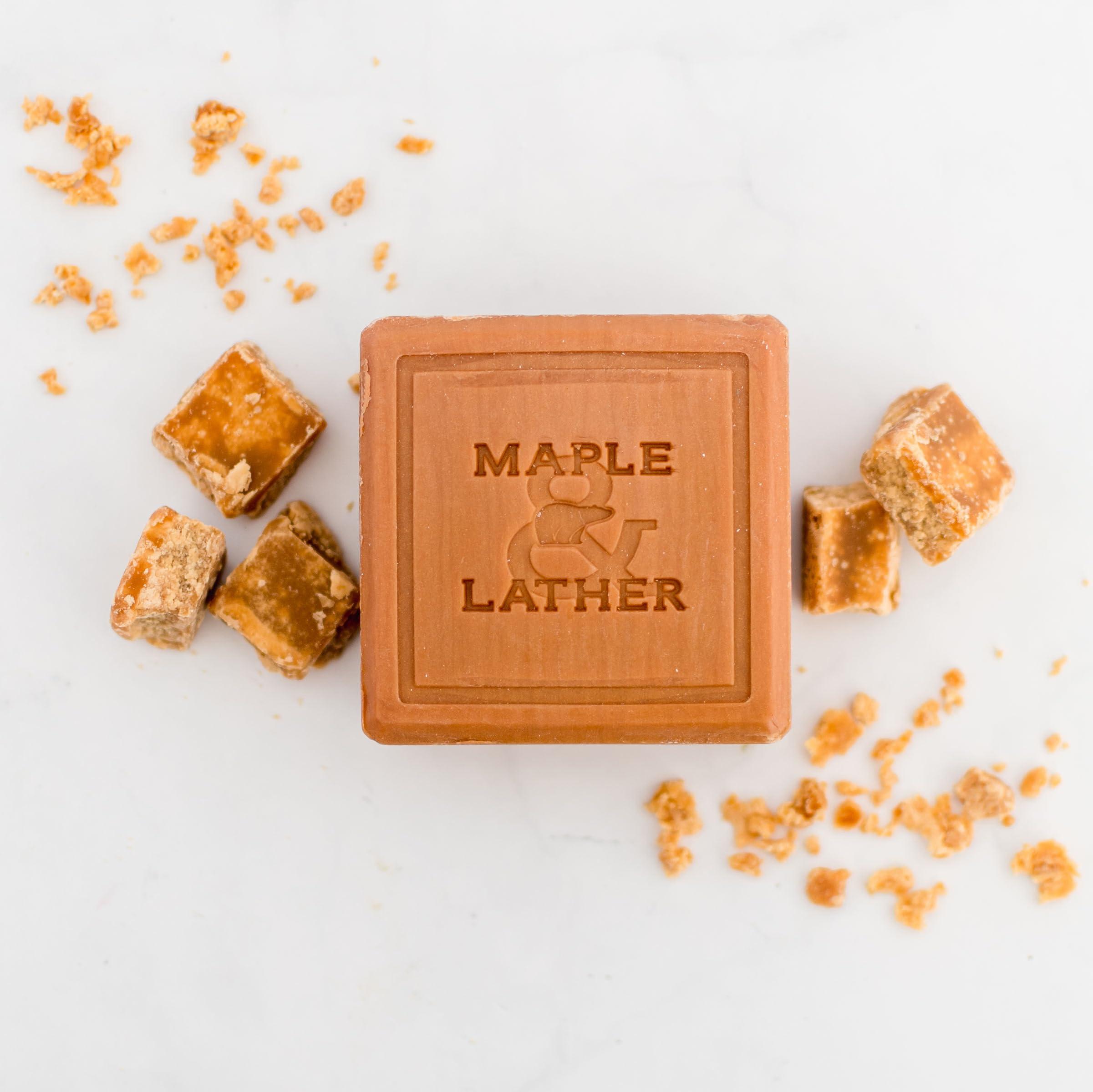 Maple and Lather Maple & Lather Triple Milled Bar Soap with Shea Butter, Maple Scent, Moisturizing, Long-Lasting, Sustainably Sourced, 209g - Made in Provence, France