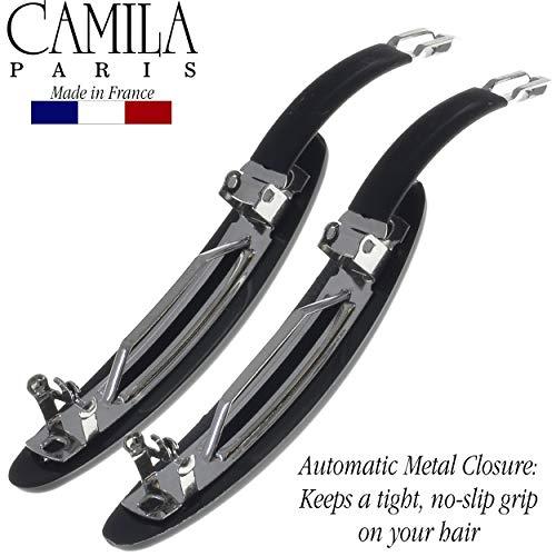 Camila Camila Paris CP2882/2 French Hair Barrette Clip for Girls, Black Small 2.5 inch Set of 2 Strong Hold Grip Hair Clips for Women, No Slip and Durable Styling Girls Hair Accessories, Made in France