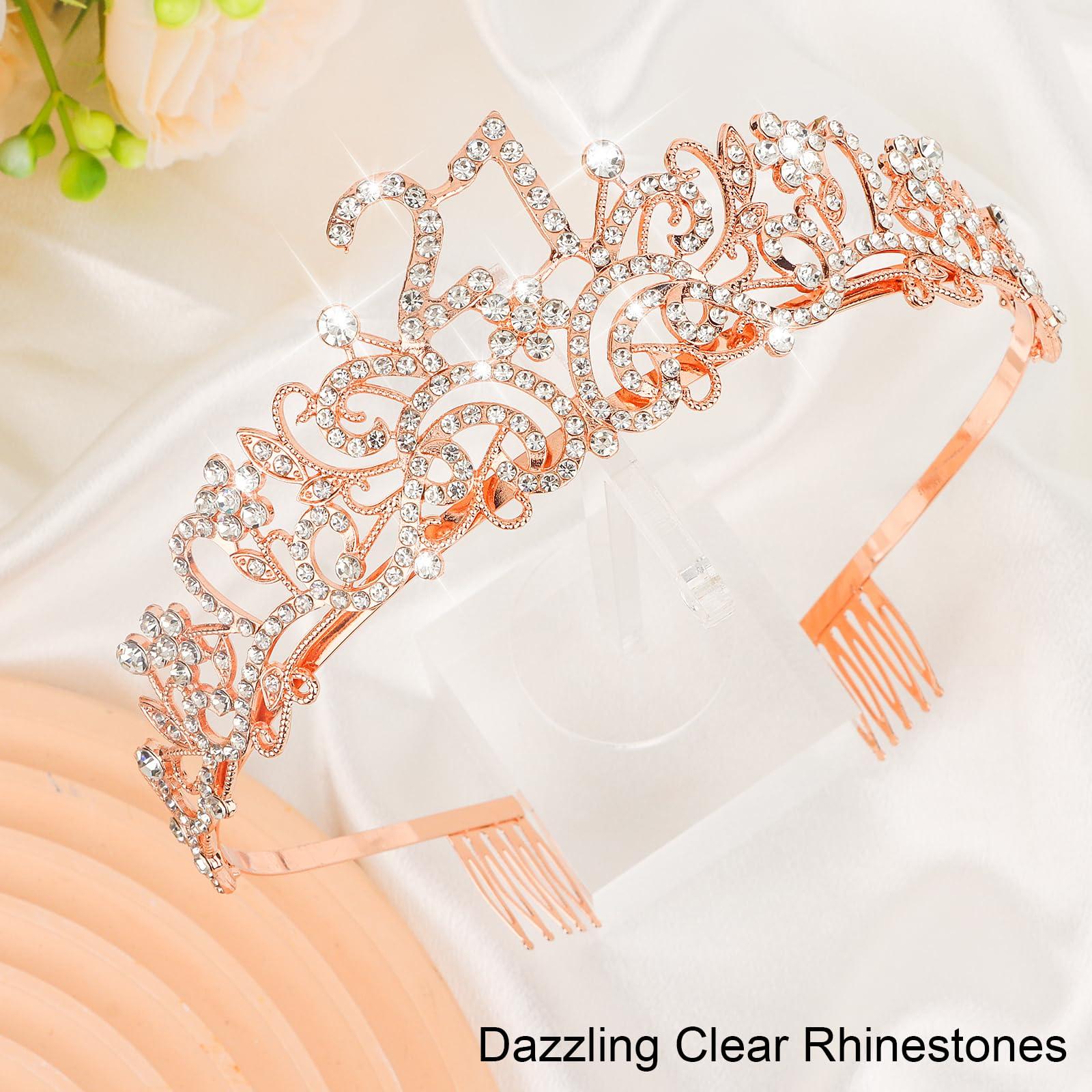 CIEHER CIEHER 21st Birthday Sash, Crown, and Pearl Pin - Decorations and Gifts for Her 21 Year Milestone