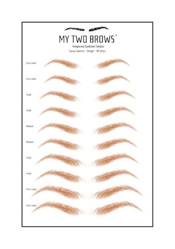 My Two Brows (10 pairs) Ginger Temporary Eyebrow Tattoo - Small Size - Waterproof & Smudgeproof - Sassy Swerve Style Eyebrow Stickers - Sheet Lasts up to 30 Days - Won't Work on Existing Brows