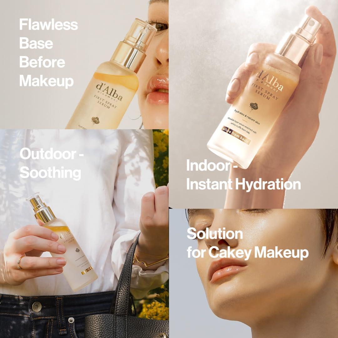 d'alba Piedmont d\'alba Piedmont Italian White Truffle First Spray Serum, Vegan Skin Care, Light-weight Face Moisturizer, Glow Serum for Radiant Skin, Non Comedogenic, All In One Mist, Korean Skin Care (3.38 fl oz.)