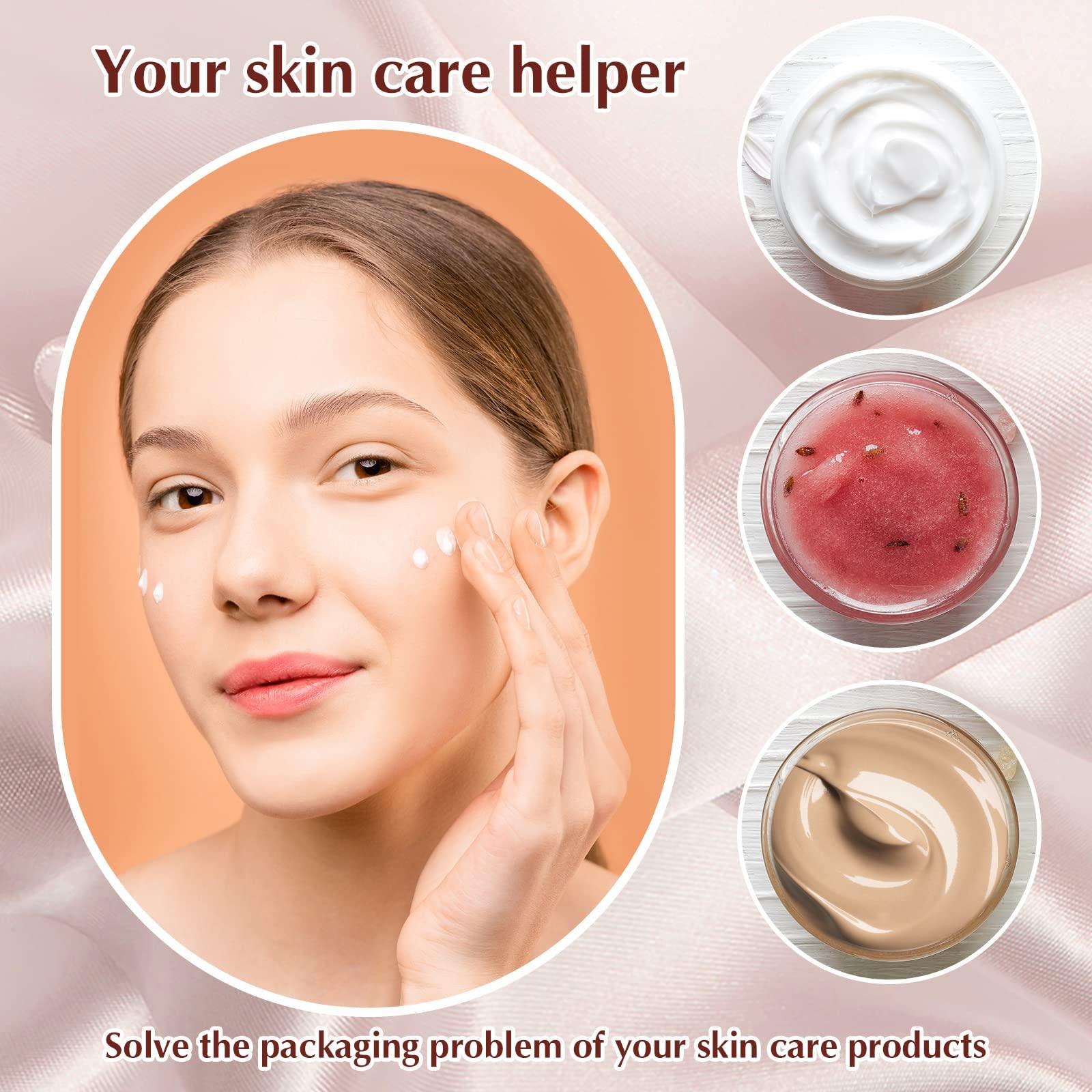 SATINIOR SATINIOR 100 Pcs Plastic Jars with Lids Small Containers Lids Wide Mouth Small Plastic Containers for Lotion Cream Rhinestones Body Butters Travel Storage(2 oz,Clear with White Lid)