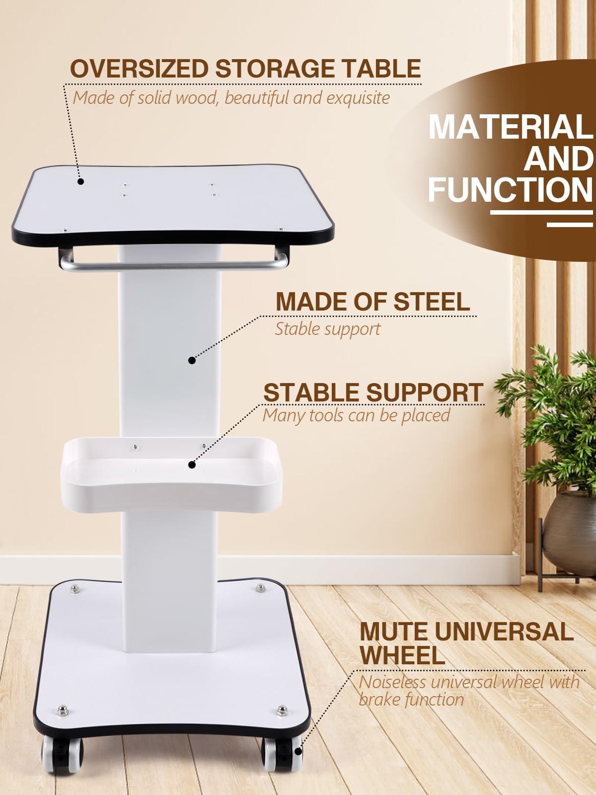 Kalolary Kalolary Beauty Salon Trolley Cart, Aluminum Spa Rolling Cart with Wheels Beauty Instrument Tray Rolling Cart with Tray Salon Rolling Trolley Cart