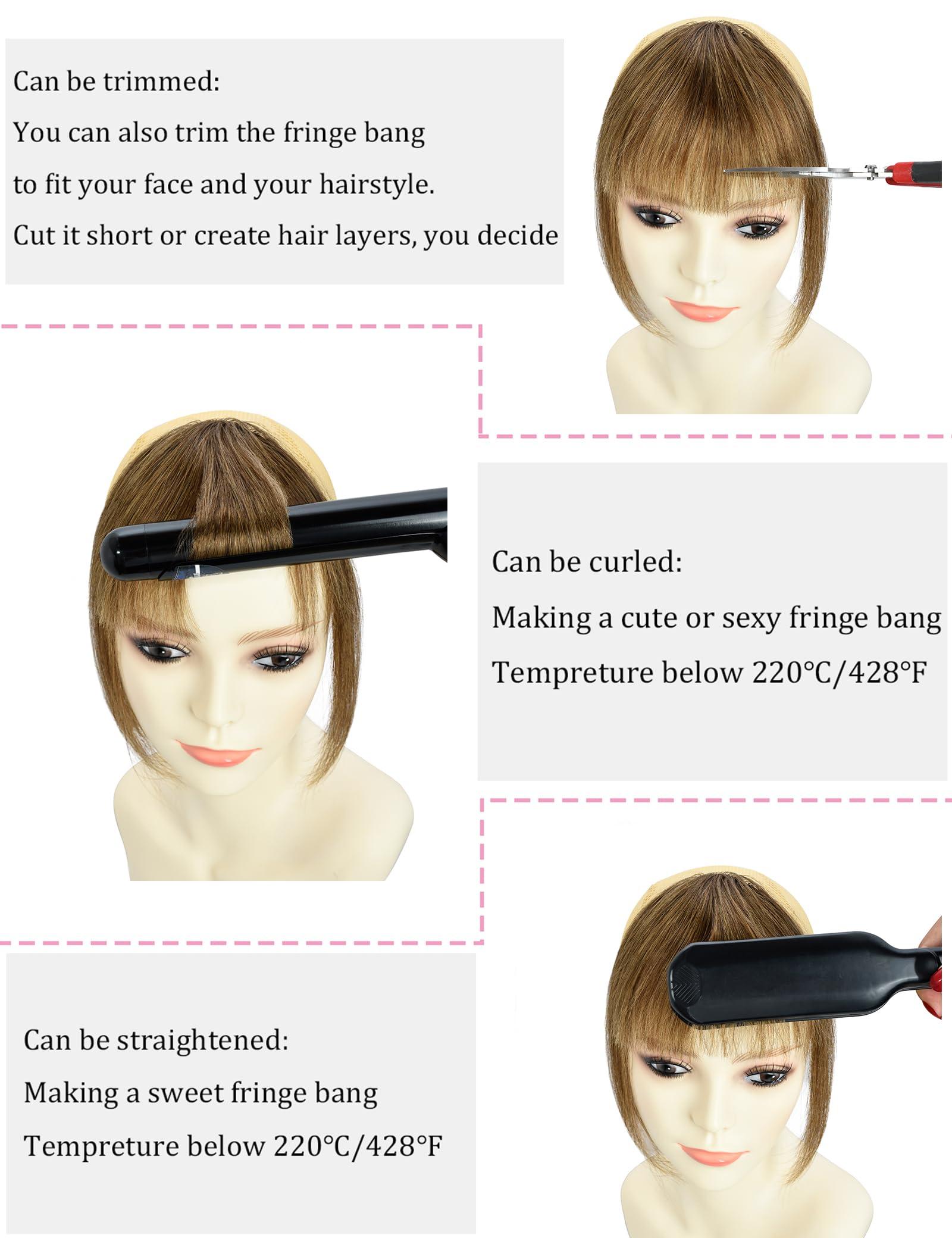 Yamel Yamel Clip in Fringe Bangs 100% Real Human Hair Pieces for Women Platinum Blonde