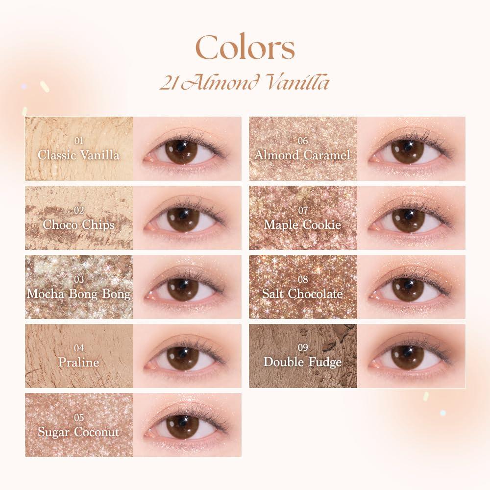 dasique dasique Shadow Palette #21 Almond Vanilla 13g I 9 Blendable Shades in Smooth Matte and Shimmer Finishes with Gorgeous Pearls | Eye Makeup Palette | Cruelty Free | K-beauty