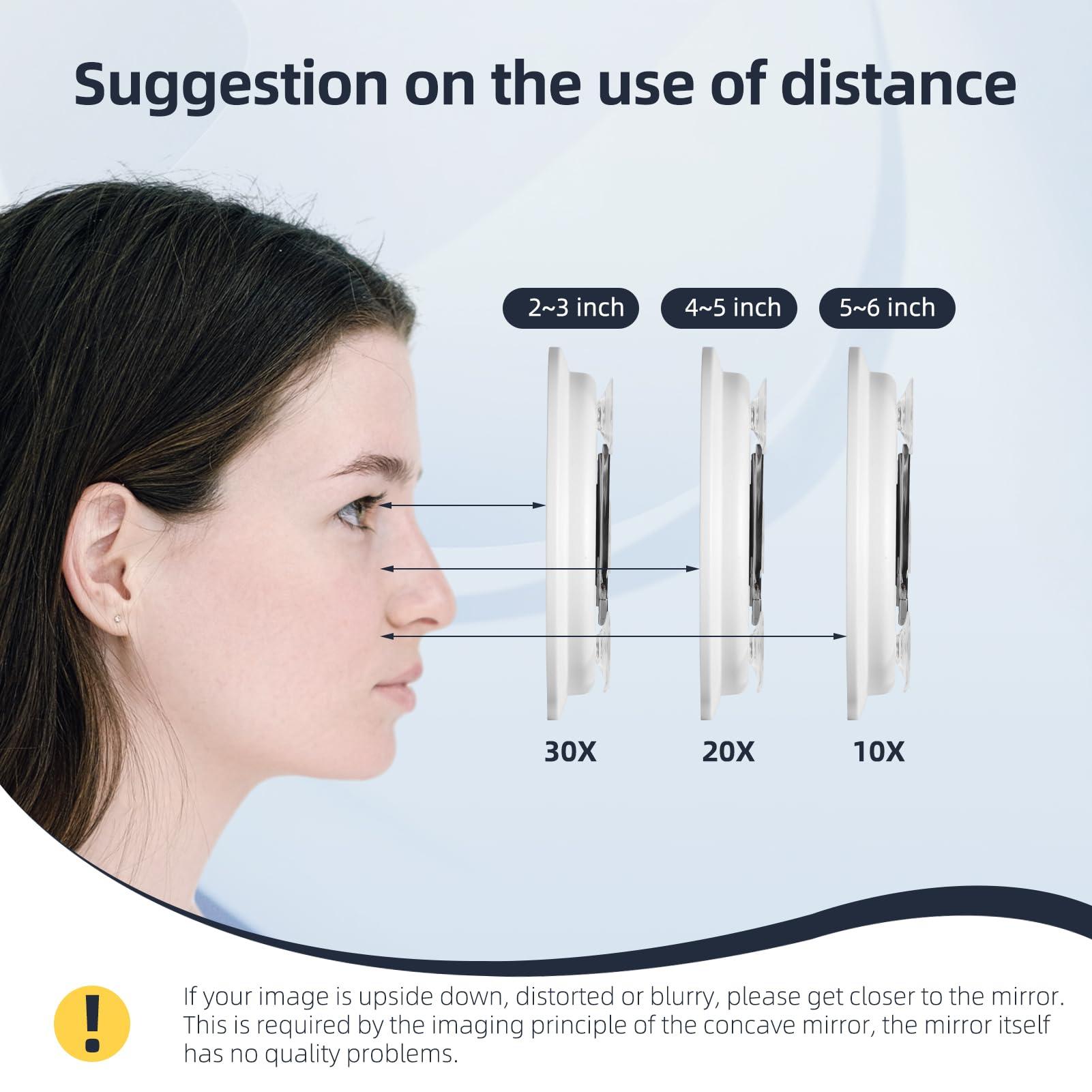 Suupvaor 6inch 30X Magnifying Mirror with Stand & Suction Cups, Large Travel Magnified Mirror 30 x High Magnification Makeup Mirror for Handheld Table Wall-Mounted Use, 30x Travel Magnifying Mirror & Tweezers