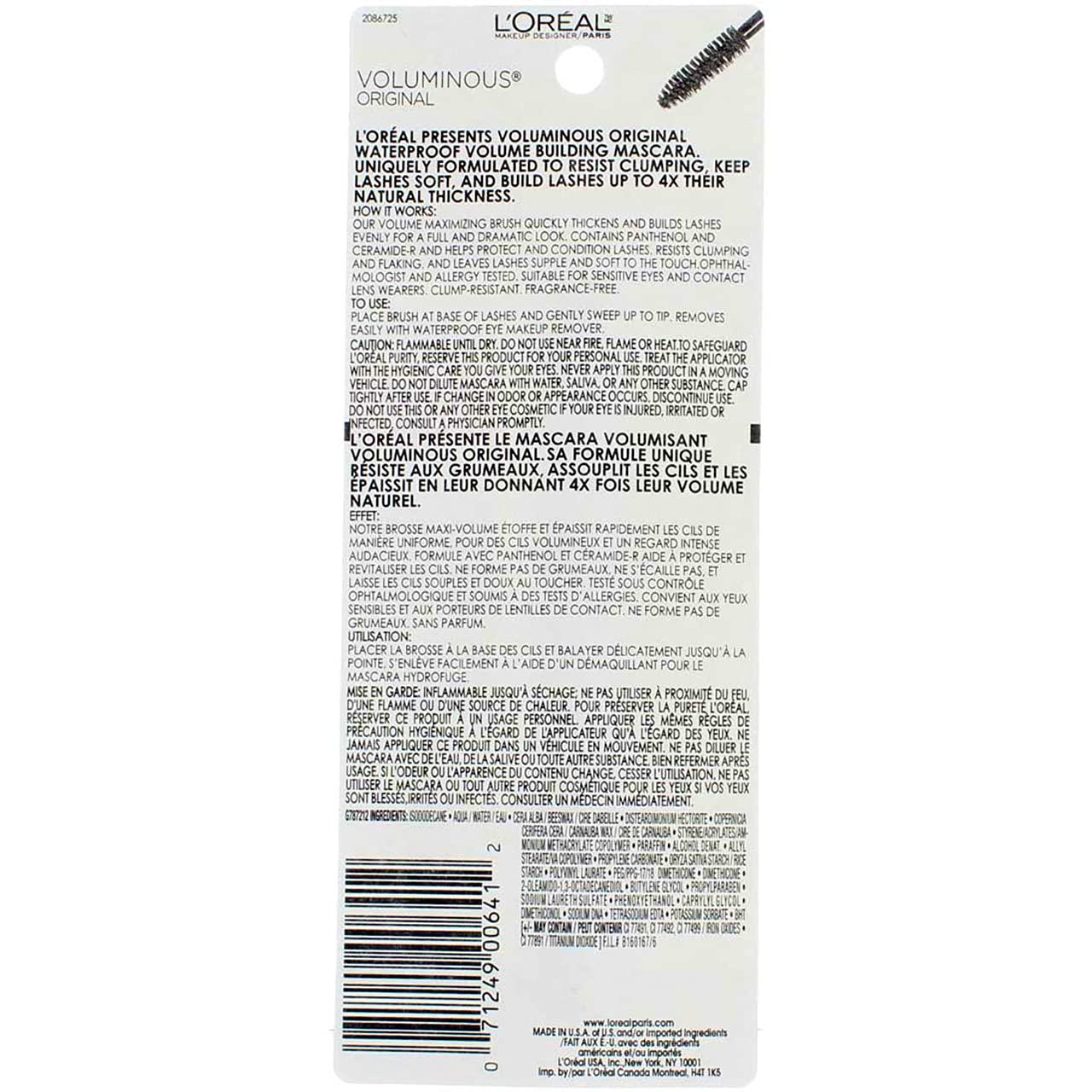 L'Oreal Paris L'Oreal Voluminous Waterproof Volume Building Mascara, Black [360], 0.28 oz (Pack of 3)