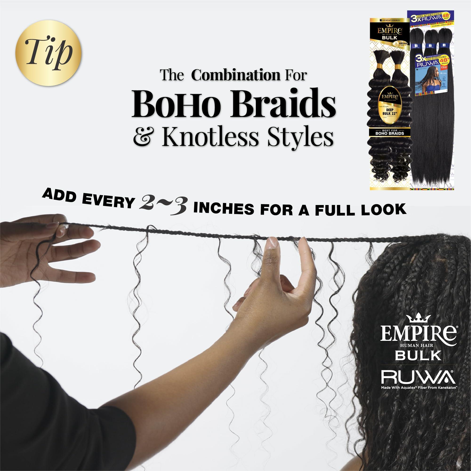 Sensationnel Sensationnel Empire bulk braiding  deep human hair braids for knotless boho box or curly loose wave styles (22 inch, 2 DARKBROWN)