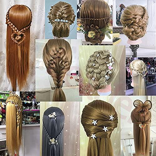 YYDS 65Cm Long Hair Training Head Training Head Hair Practice Barber Hairdressing Mannequin Head Practice Perming Hairs(6pcs Tools,Middle Part 1B#)