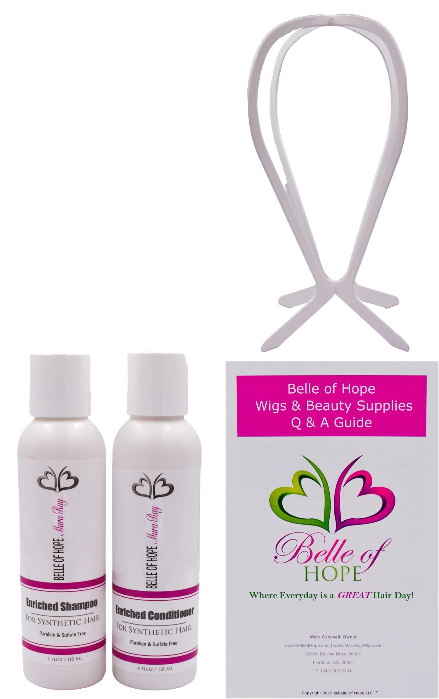 Belle of Hope Belle of Hope LINK Lace Front Mono Part Heat Friendly Synthetic Wig by Ellen Wille, 5PC Bundle: Wig, 4oz Mara Ray Enriched Shampoo & Conditioner, Wig Stand, and 19 Page Guide (Pastel Rose Rooted)