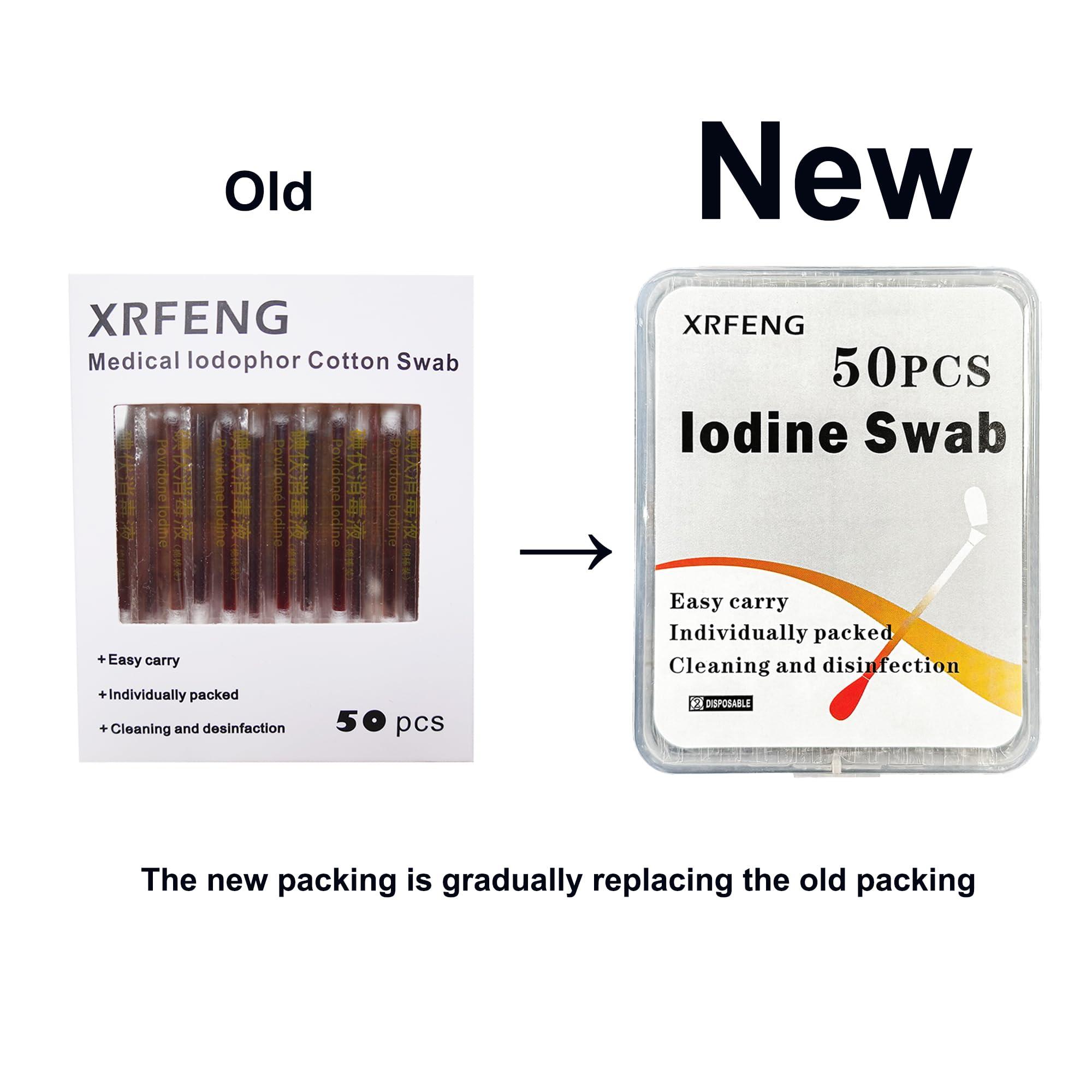XRFENG 50 PCS Disposable Iodine Swab Portable Medical Swabs Outdoor Supplies Care Nasal