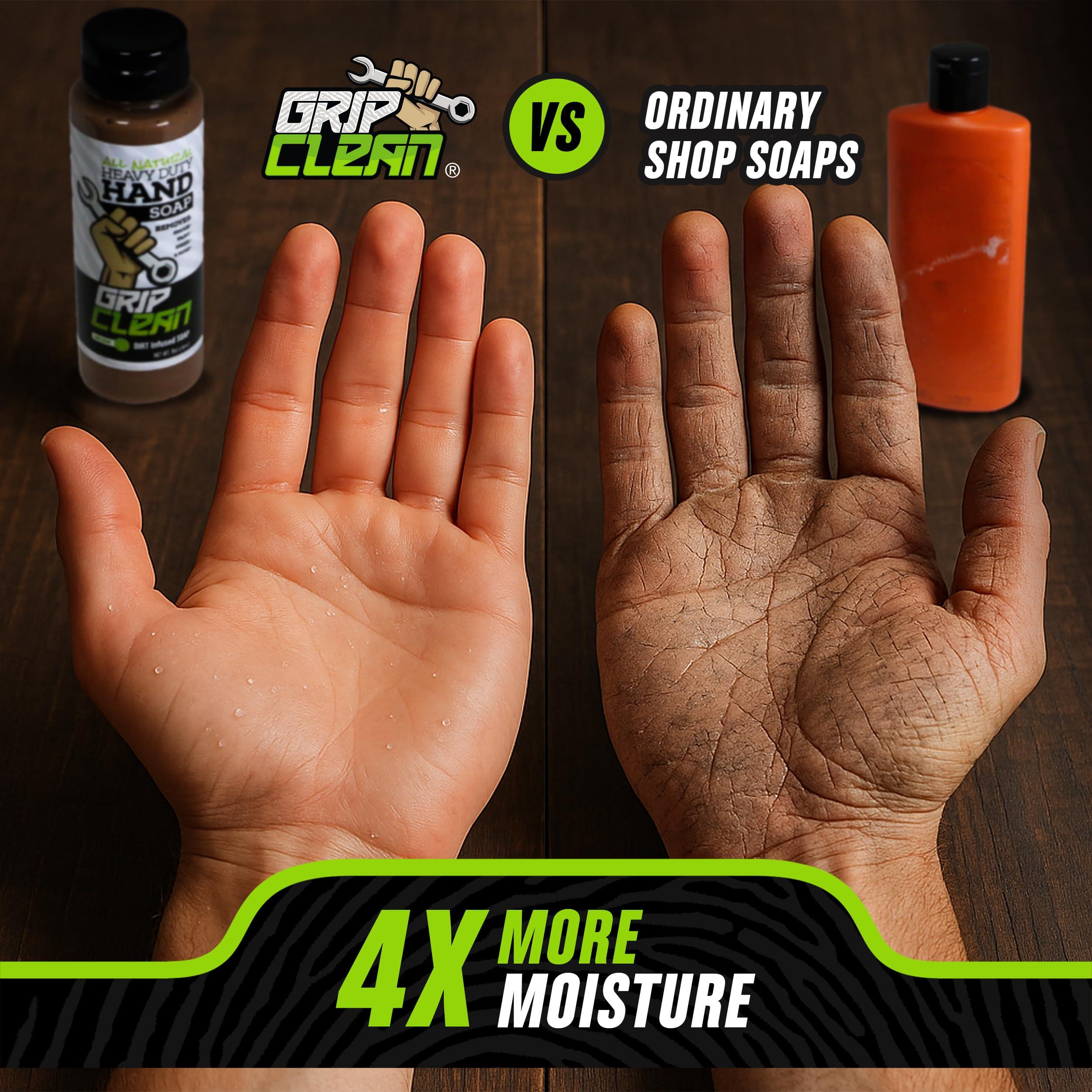 Grip Clean Grip Clean Squeeze Bottle & Brush Combo - Heavy-Duty Degreaser Hand Cleaner & Nail Brush Set - Tackle Grease, Oil, & Grime with Natural Pumice Soap & Nail Cleaning Scrub for Clean Hands & Nails