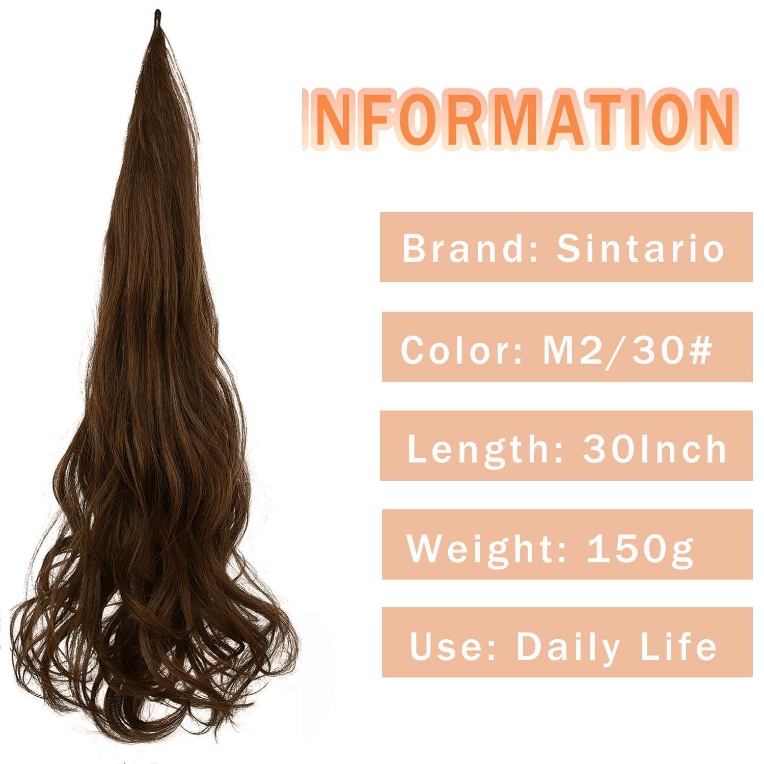 Sintario Sintario 30 Inch Flexible Wrap Around Ponytail Extension Long Ponytail Hair Extensions Curly Wave Synthetic Ponytails Hairpiece for Women Daily Use (2/30)