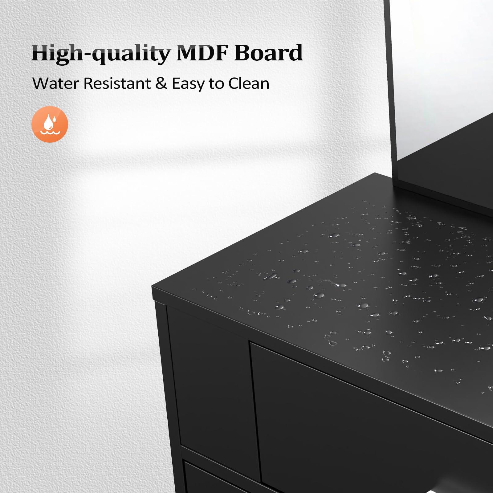 OmySalon OmySalon Wall Mount Salon Station with Mirror, Hair Styling Barber Station, Beauty Salon Spa Equipment with 1 Drawer, 1 Storage Cabinet, 2 Hair Dryer Holders, Black