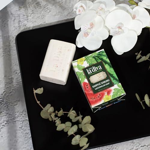 La Diva La Diva Organic Soap Collection - Hand Soap - Argan, Coconut Oil, Collagen, Donkey Milk, Lavender, and More - Premium Bar Soaps for Daily Hydration and Skin Nourishment (Watermelon)