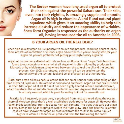 Shea Terra Organics Shea Terra Moroccan Argan Cold-Pressed Extra Virgin Oil | Nutrient-Rich, All Natural & Organic Oil with Anti-Aging Vitamin A and E to Increase Skin Elasticity for Dry, Mature Skin – 2 oz
