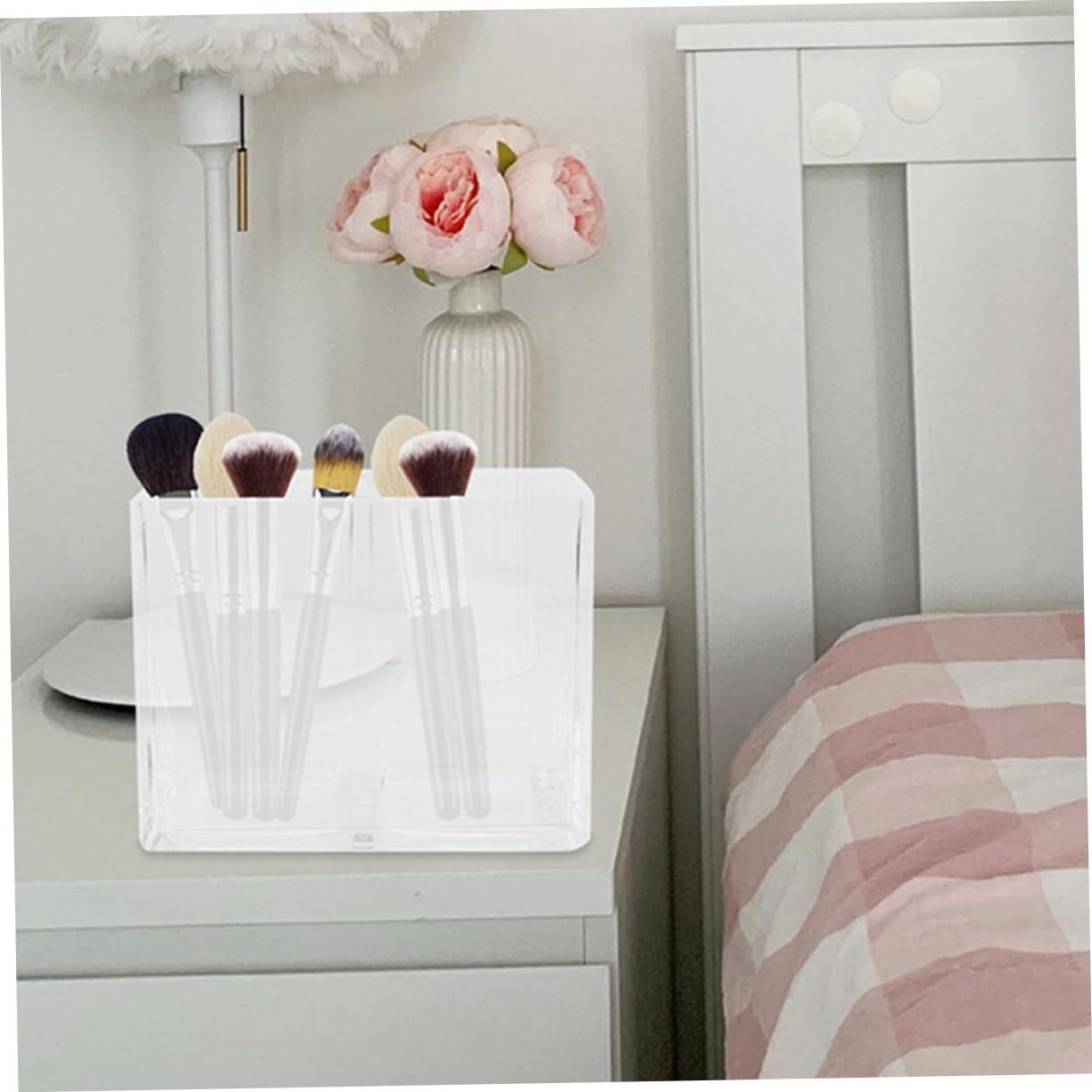Angoily Angoily Elegant Acrylic Brush Holders Pen Organizers 2pcs Makeup Brush Storage Buckets for Women