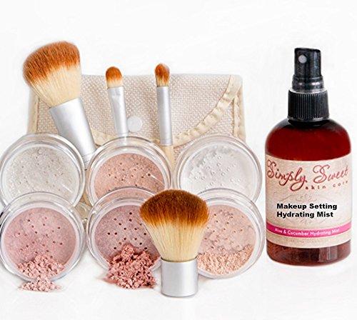 Sweet Face Minerals TIMELESS LOOK KIT (LIGHT TAN) Full Size Mineral Makeup Set Matte Foundation Bare Face Sheer Powder Cover
