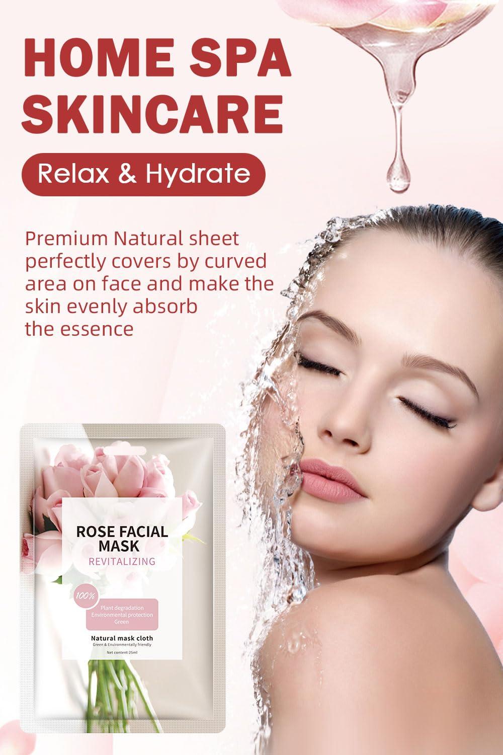 IREV Face Masks Skincare, Christmas Gifts for Women, Facial Masks for Women Skin Care, Beauty Rose Sheet Masks, Bulk Face Mask Skin Care, Beauty Masks Gifts, Hydrating Face Masks, Facial Masks 10 Sheets