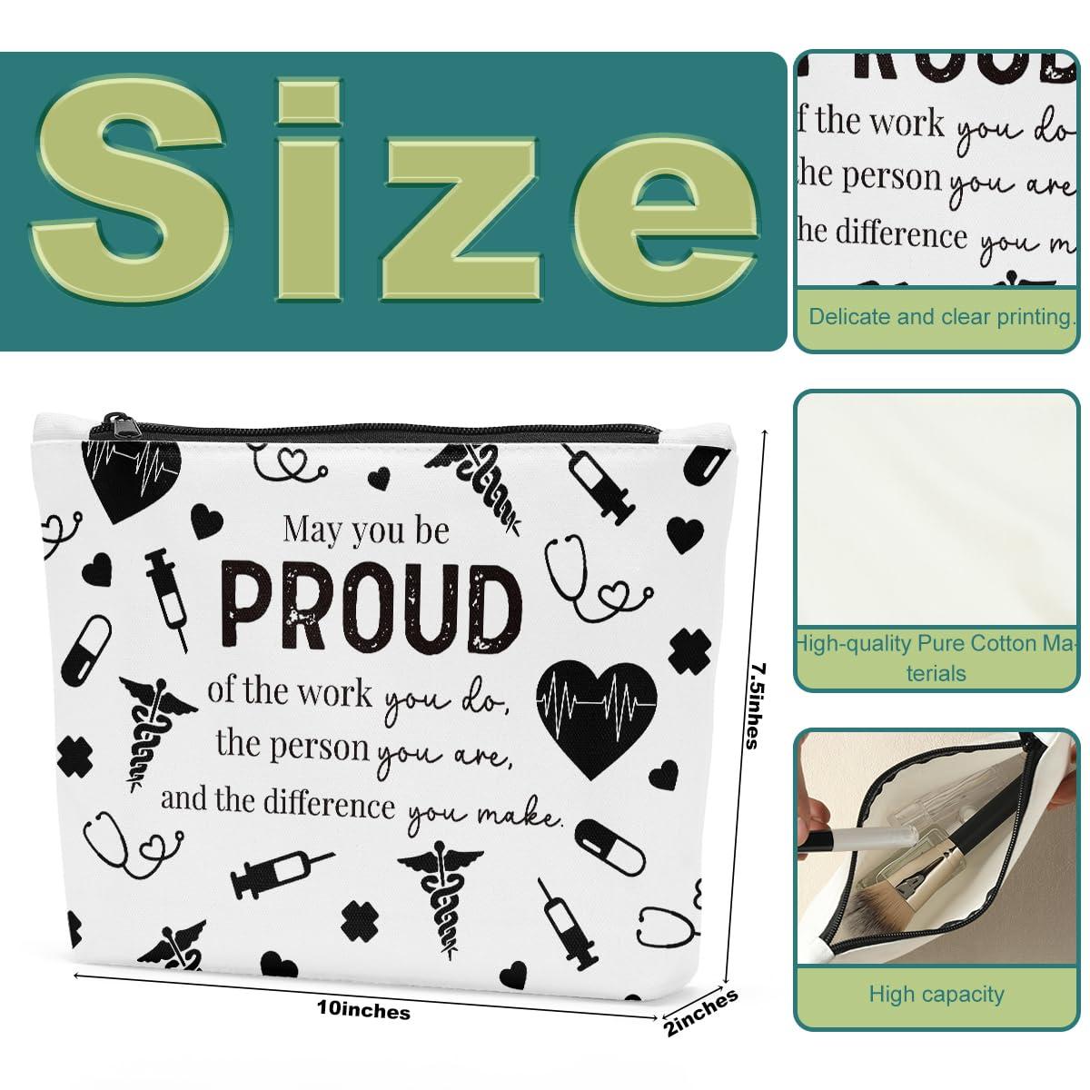 Sldpngo Nurse Makeup Bag, Funny Nursing Gifts for Nurses Female, Nursing Student Gifts, Nurse Gifts for Women, May You Be Proud of The Work You Do Cosmetic Bags, Nurse Appreciation Graduation Gifts