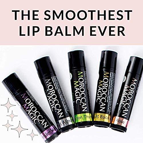 Moroccan Magic Organic Moroccan Magic Lip Balm 3 Pack | Original Unscented Lip Balm Set | Chapsticks for Dry Lips | Made with Natural Argan, Essential Oils Lip Moisturizer and Vitamin E | Smooth Application