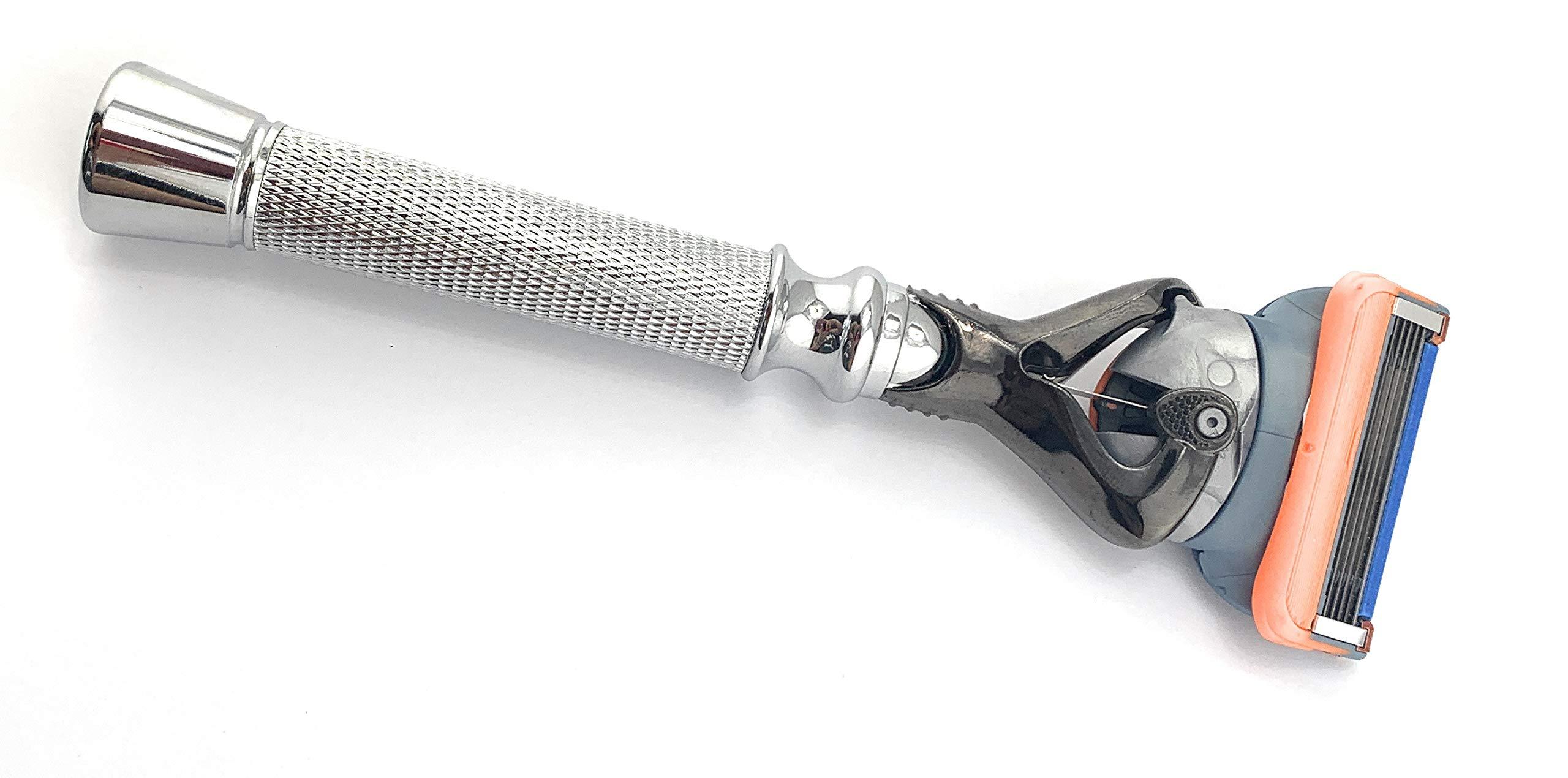 G.B.S G.B.S Flex ball Handle Razor with Flex ball Pivot Ball technology All Chrome Diamond Knurled Pattern Long Handle Shaving Razor