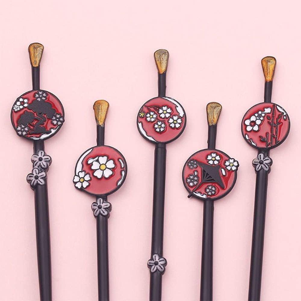 Abnana Abnana 5Pcs Japanese Cherry Blossoms Makeup Brushes Set Cosmetic Tool with Storage Bag